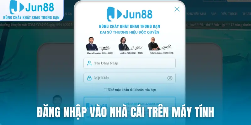 Đăng nhập vào nhà cái trên máy tính
