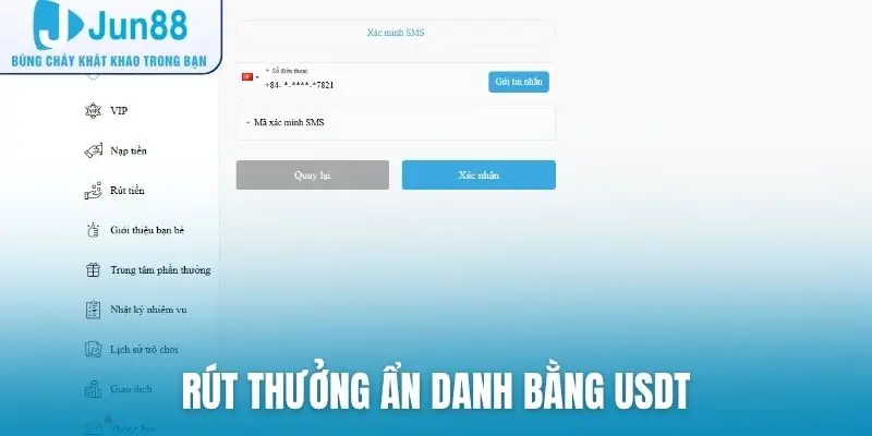 Rút thưởng ẩn danh bằng USDT